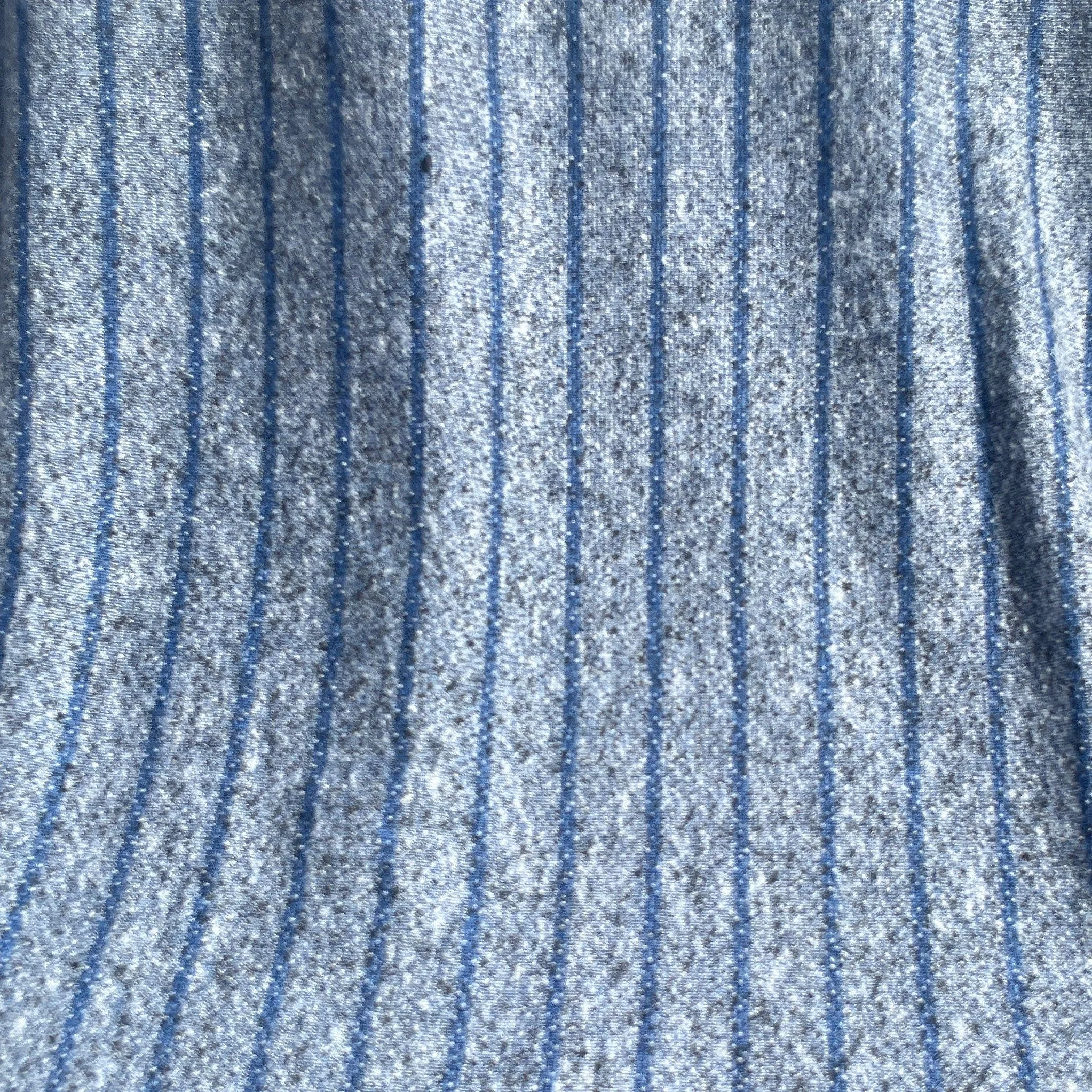 100% Cotton Loop French Terry Heather Blue Striped Print 10 Oz Knit Fabric By the Yard