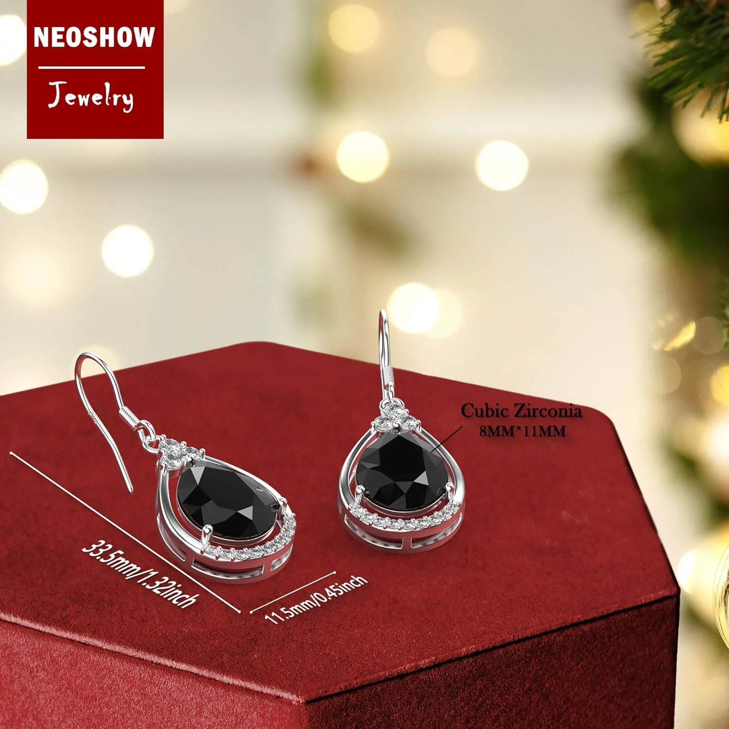18K White Gold Plated Sterling Silver Teardrop Cubic Zirconia Drop Dangle Earrings for Women Pear Cut CZ Diamond Dangle Earrings Hypoallergenic Jewelry