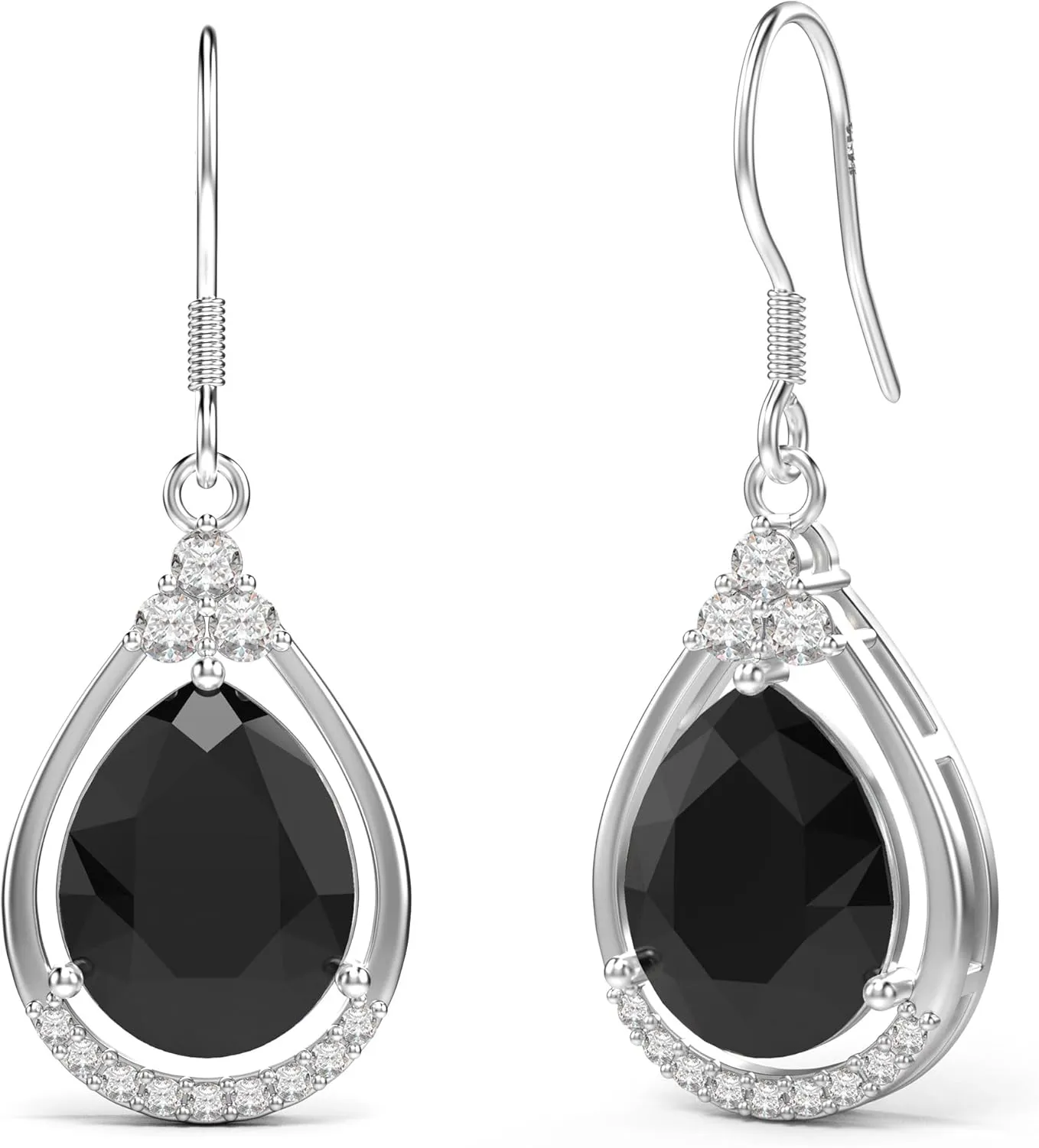 18K White Gold Plated Sterling Silver Teardrop Cubic Zirconia Drop Dangle Earrings for Women Pear Cut CZ Diamond Dangle Earrings Hypoallergenic Jewelry