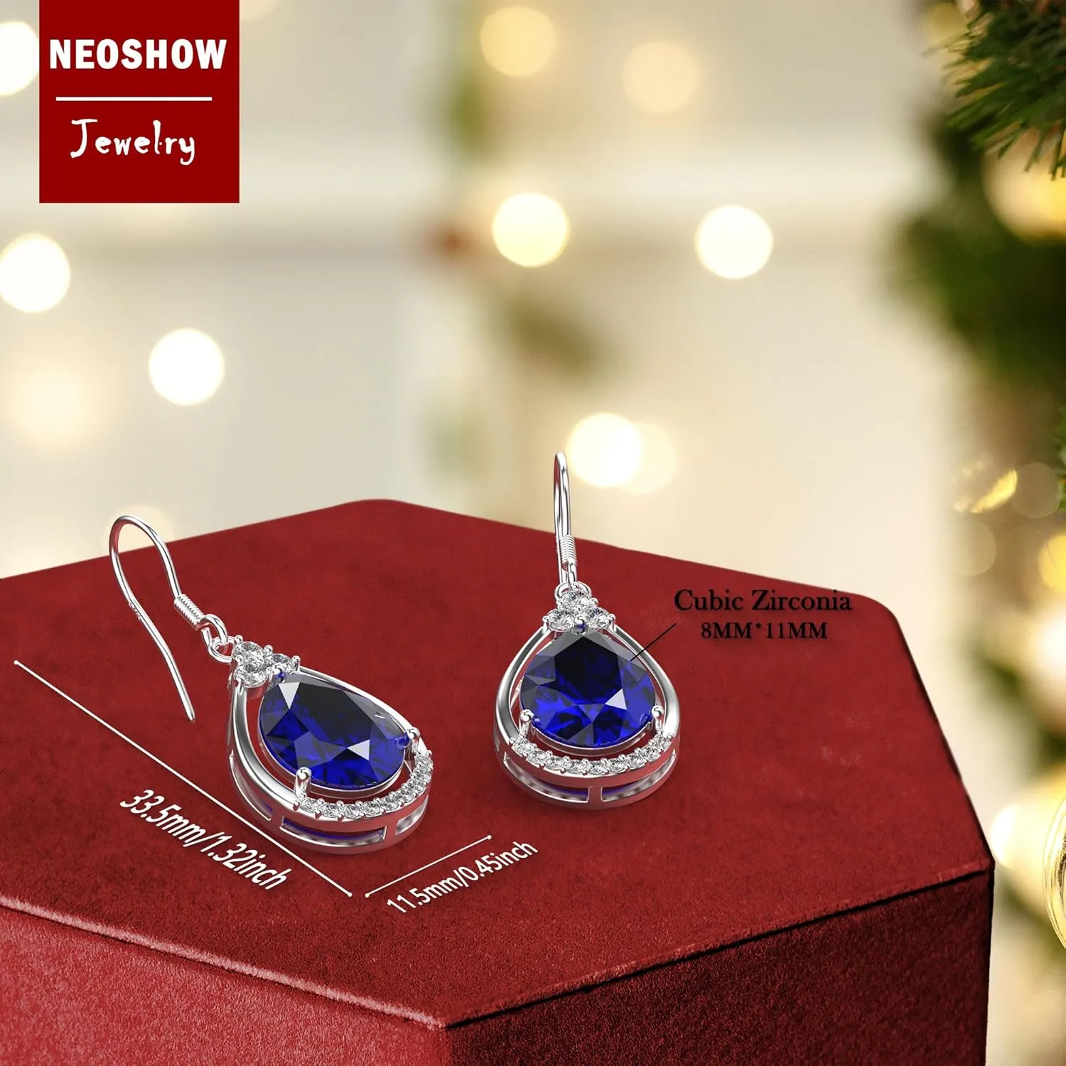 18K White Gold Plated Sterling Silver Teardrop Cubic Zirconia Drop Dangle Earrings for Women Pear Cut CZ Diamond Dangle Earrings Hypoallergenic Jewelry