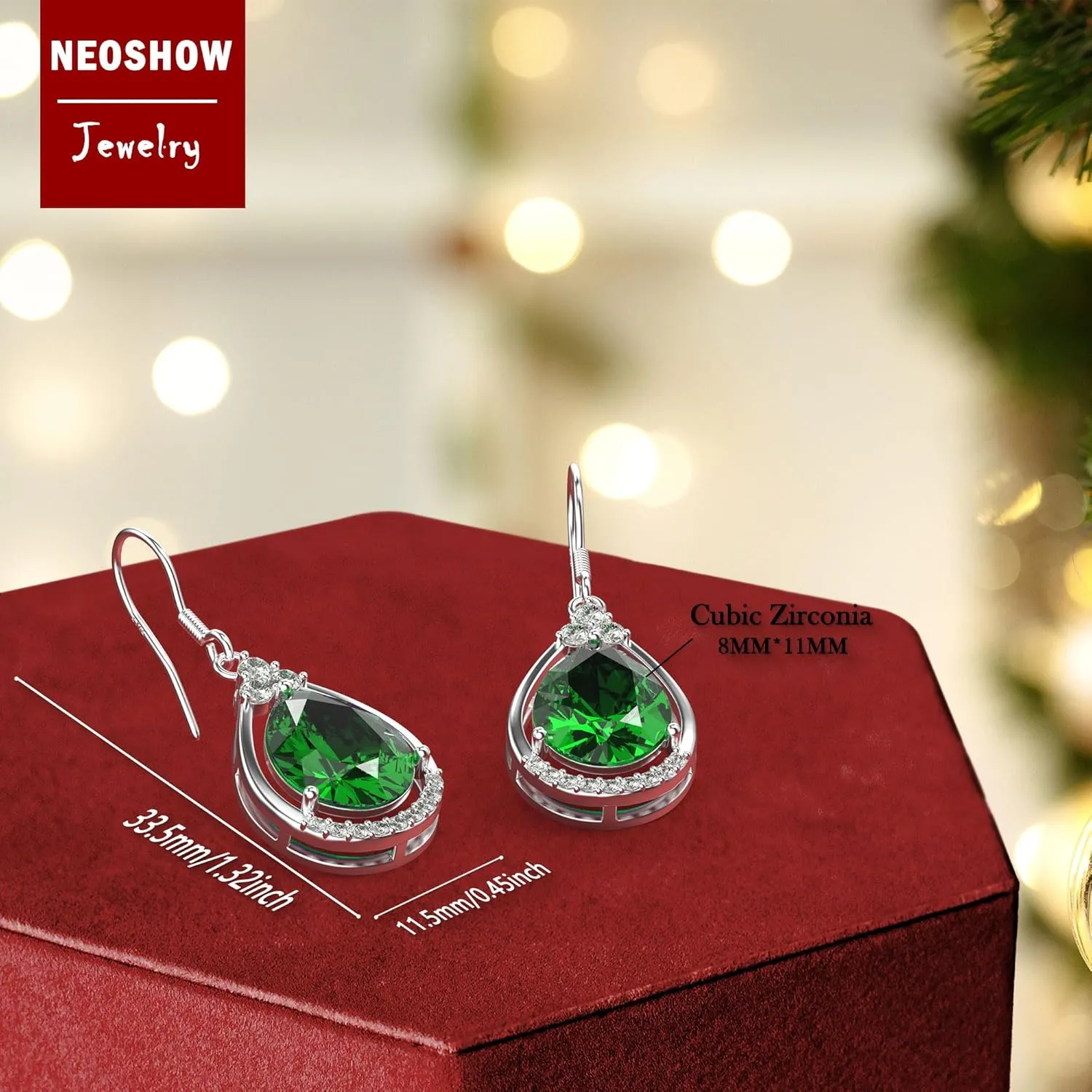 18K White Gold Plated Sterling Silver Teardrop Cubic Zirconia Drop Dangle Earrings for Women Pear Cut CZ Diamond Dangle Earrings Hypoallergenic Jewelry