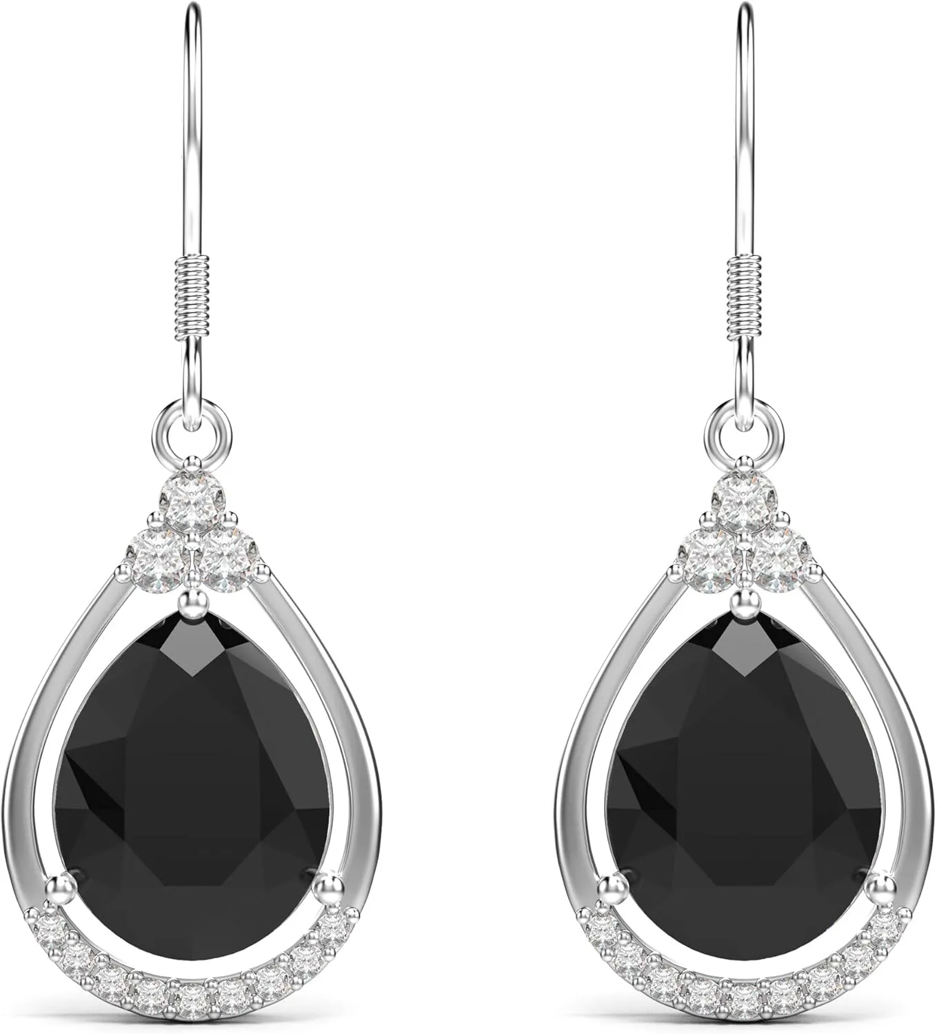 18K White Gold Plated Sterling Silver Teardrop Cubic Zirconia Drop Dangle Earrings for Women Pear Cut CZ Diamond Dangle Earrings Hypoallergenic Jewelry