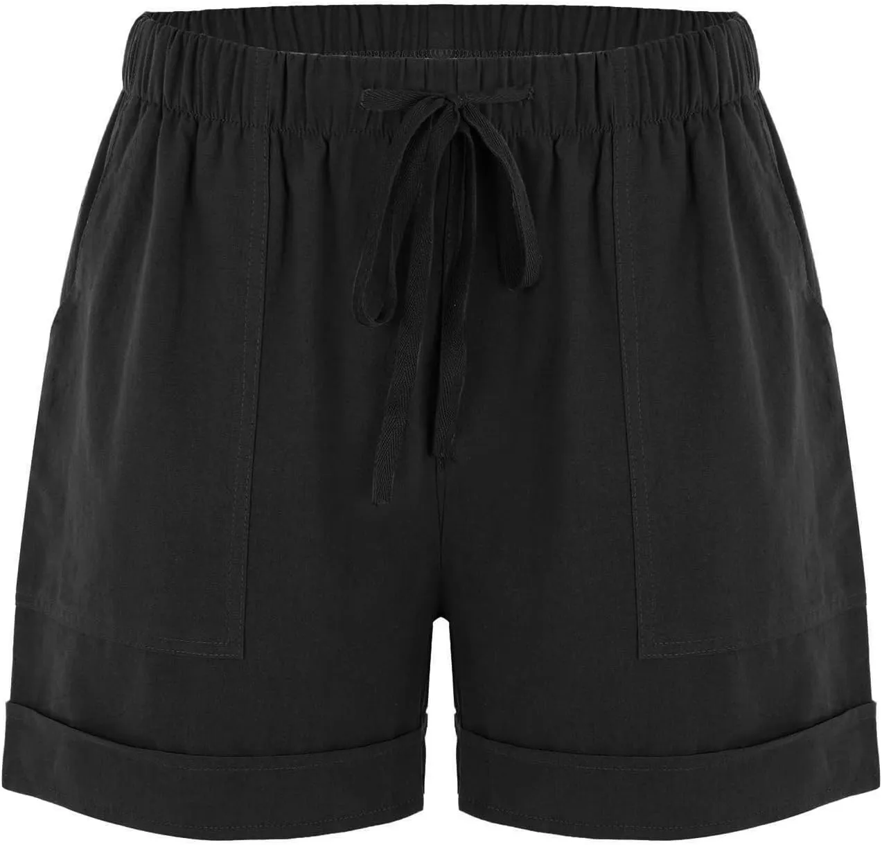 2024 Womens Linen Drawstring Shorts High Waisted Casual Loose Straight Leg Shorts Quick Dry Athletic Shorts with Pockets