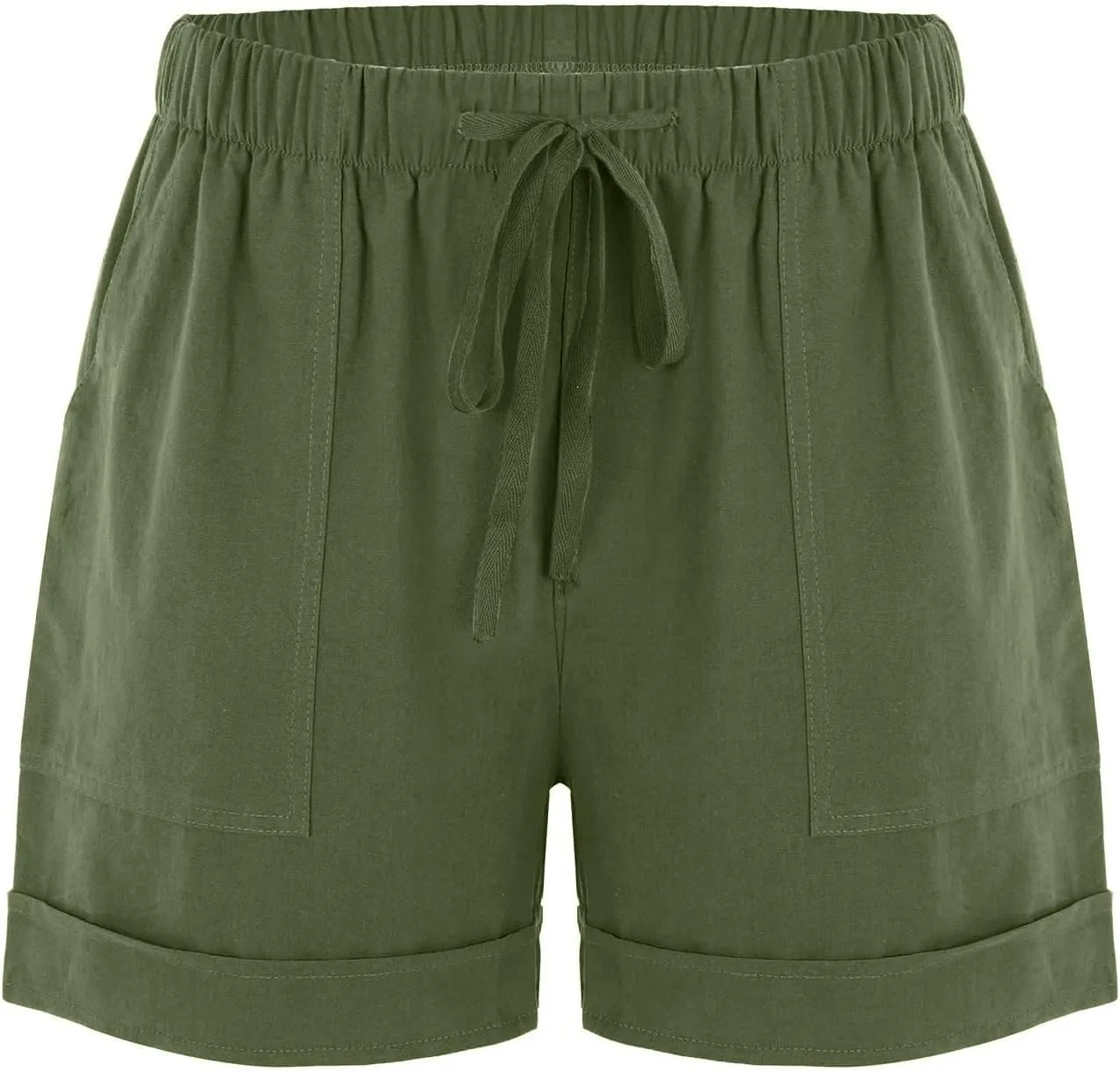 2024 Womens Linen Drawstring Shorts High Waisted Casual Loose Straight Leg Shorts Quick Dry Athletic Shorts with Pockets