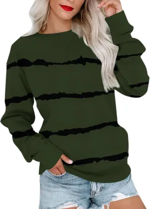 2024 Womens Oversized Graphic Crewneck Sweatshirt Long Sleeve Color Block Pullover Tops Casual Loose Shirt Fashion