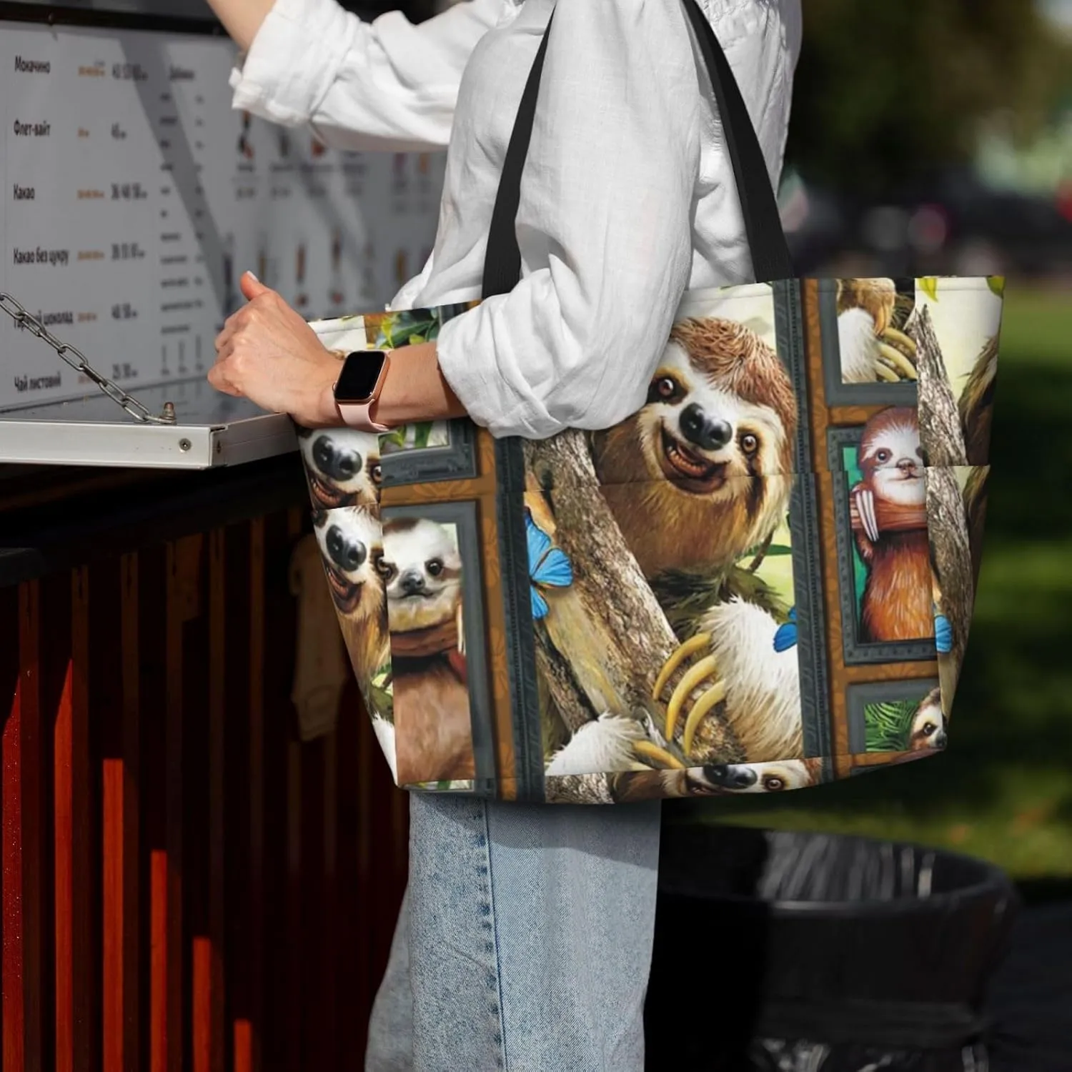 3d Sloth Large Capacity Waterproof Sandproof Beach Totes Bags,Pool Bag Travel Essentials With Zipper And Pockets