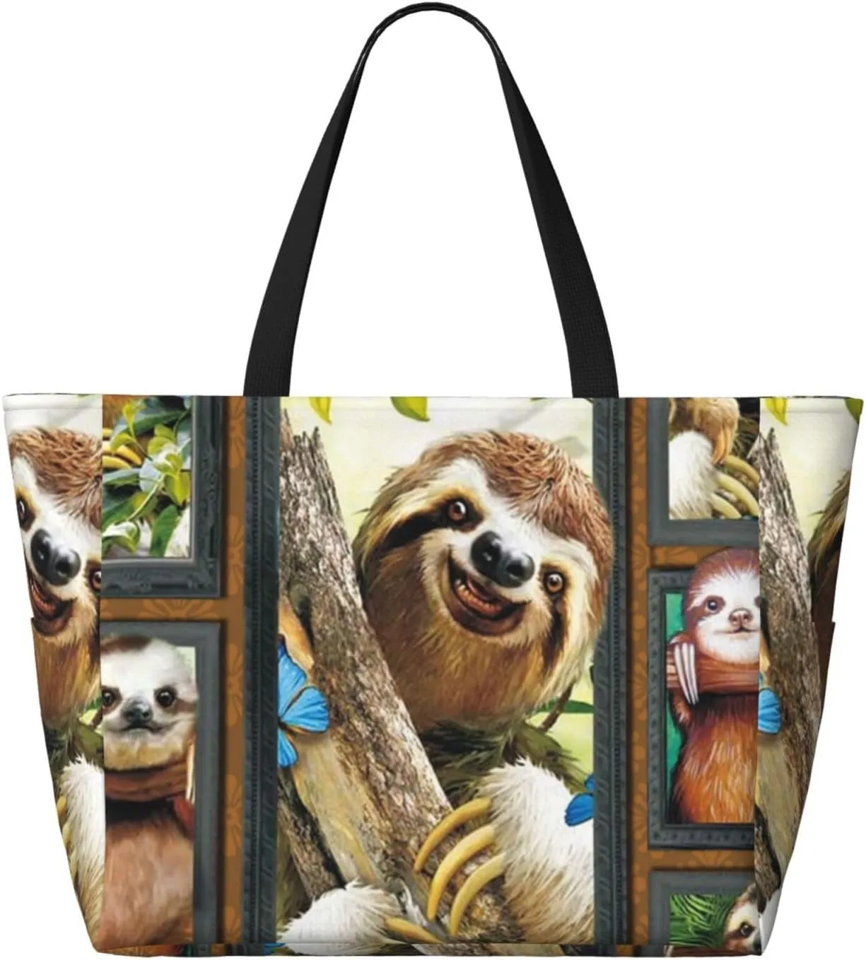 3d Sloth Large Capacity Waterproof Sandproof Beach Totes Bags,Pool Bag Travel Essentials With Zipper And Pockets