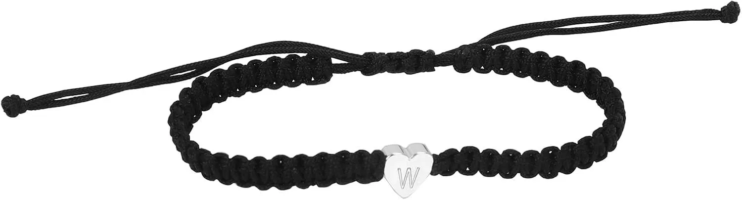 Ae-1500wh-8bvcf Copper Heart Letter Woven Bracelet Dainty Heart Charm Bracelet Woven Bracelet For Men (W, One Size), uWJxpUM3L
