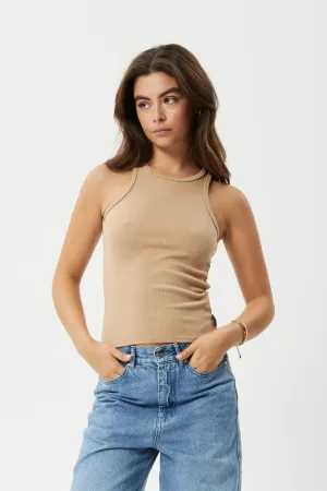 Afends pearly hemp ribbed singlet - tan