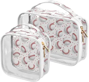 ALAZA Baseball Ball Red Polka Dot 2 Pcs Travel Storage Bags Zippered Organizers for Clothes Towels Cosmetics Transparent Tote Bags