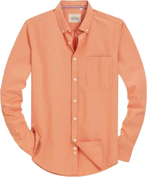 Alimens & Gentle Mens Solid Oxford Shirt Long Sleeve Dress Shirt Work Casual Button Down Shirts with Pocket