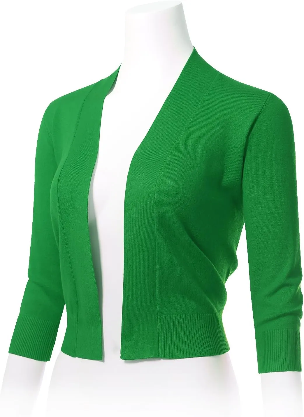 Allsense Women's 3/4 Sleeve Cropped Bolero Shrug Cardigan