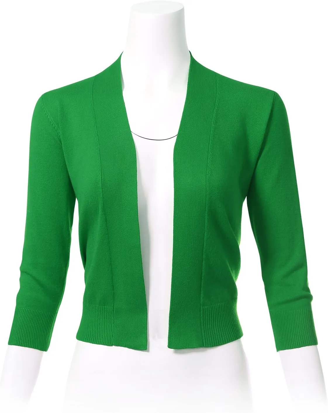 Allsense Women's 3/4 Sleeve Cropped Bolero Shrug Cardigan