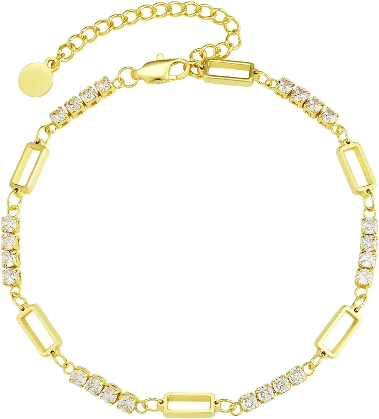 Ankle Bracelets Silver,Anklet Bracelets Chain with Cubic Zirconia Anklets 10.47 inch Stainless Steel Anklet Chain