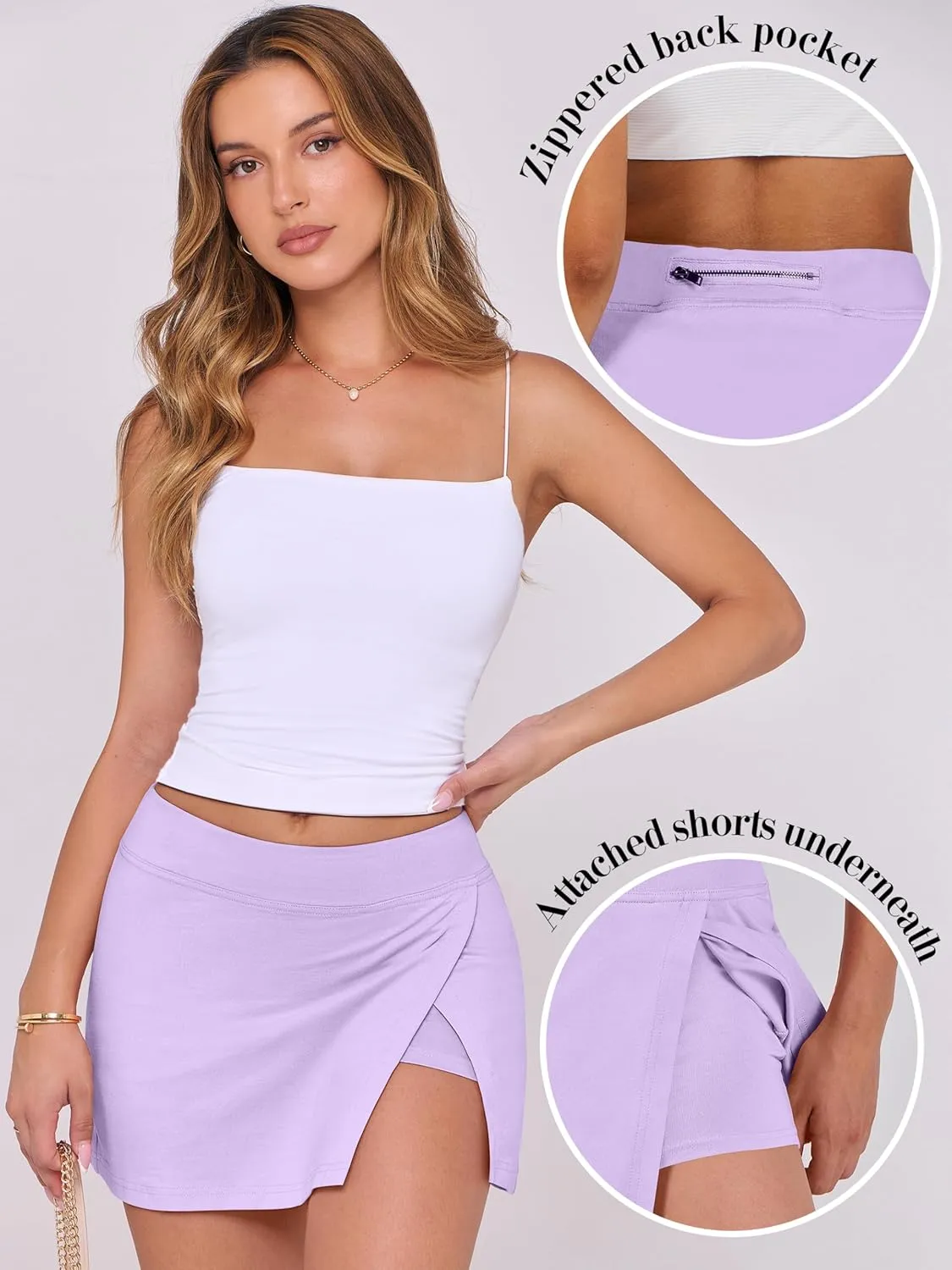 ANRABESS Women's Mini Skirt Skorts 2025 Summer Casual High Waisted Zip Back Inner Short Slit Bodycon Pencil Skirts