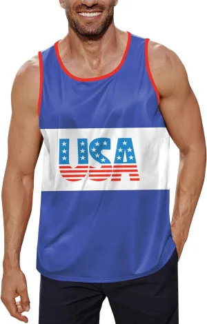 Arvilhill Men's 4th of July Tank Tops American Flag Graphic Sleeveless Shirt (S-3XL)