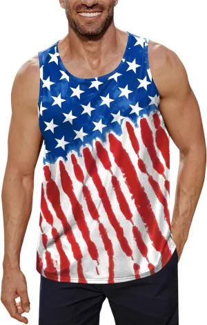 Arvilhill Men's 4th of July Tank Tops American Flag Graphic Sleeveless Shirt (S-3XL)