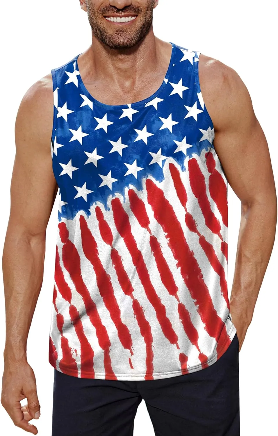 Arvilhill Men's 4th of July Tank Tops American Flag Graphic Sleeveless Shirt (S-3XL)