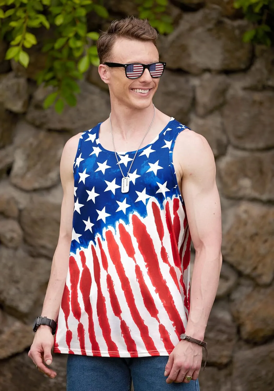 Arvilhill Men's 4th of July Tank Tops American Flag Graphic Sleeveless Shirt (S-3XL)