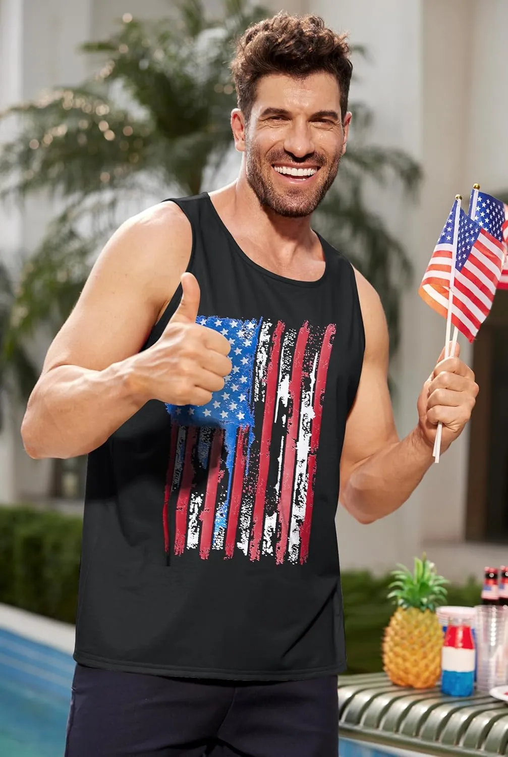 Arvilhill Men's 4th of July Tank Tops American Flag Graphic Sleeveless Shirt (S-3XL)