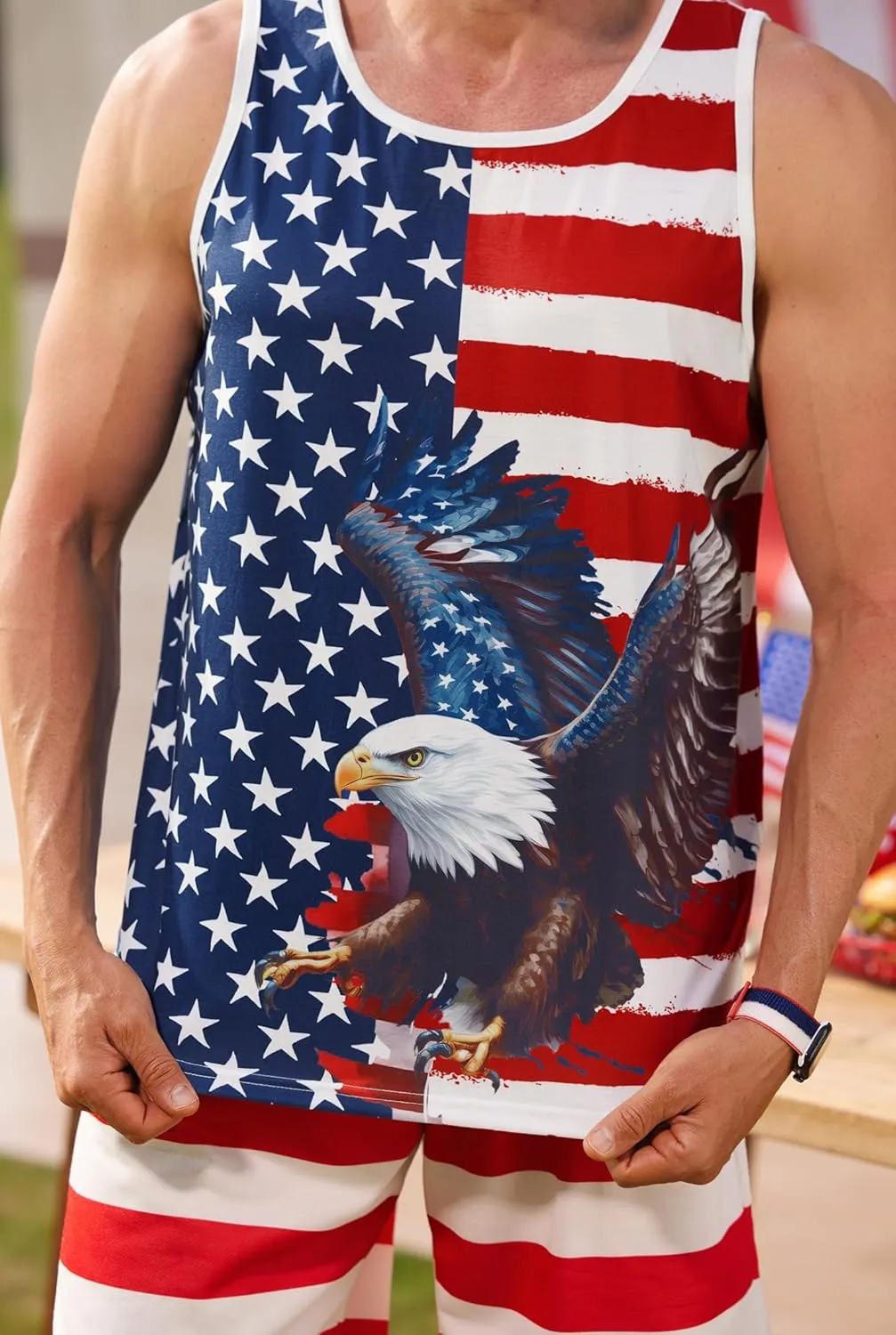 Arvilhill Men's 4th of July Tank Tops American Flag Graphic Sleeveless Shirt (S-3XL)