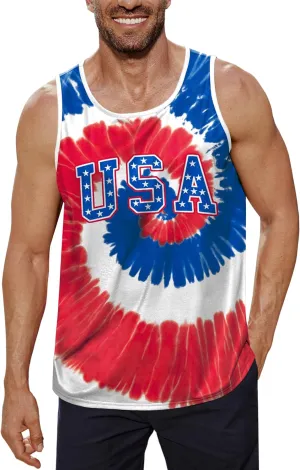 Arvilhill Men's 4th of July Tank Tops American Flag Graphic Sleeveless Shirt (S-3XL)
