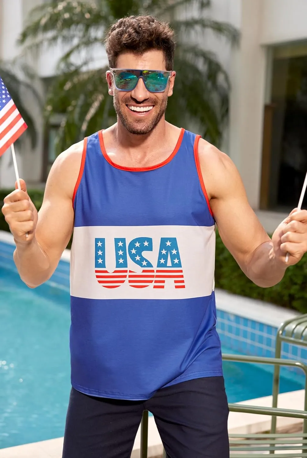 Arvilhill Men's 4th of July Tank Tops American Flag Graphic Sleeveless Shirt (S-3XL)