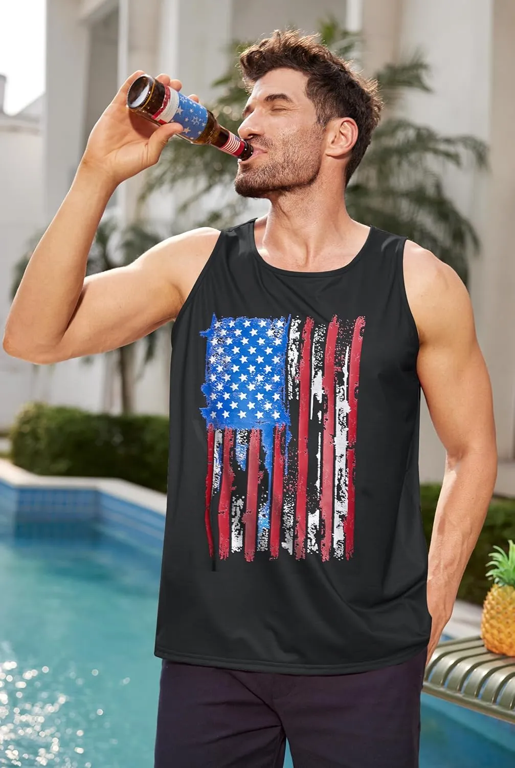 Arvilhill Men's 4th of July Tank Tops American Flag Graphic Sleeveless Shirt (S-3XL)