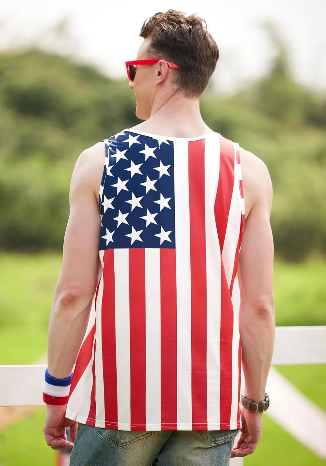 Arvilhill Men's 4th of July Tank Tops American Flag Graphic Sleeveless Shirt (S-3XL)