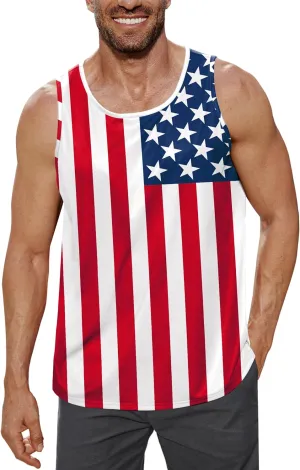 Arvilhill Men's 4th of July Tank Tops American Flag Graphic Sleeveless Shirt (S-3XL)