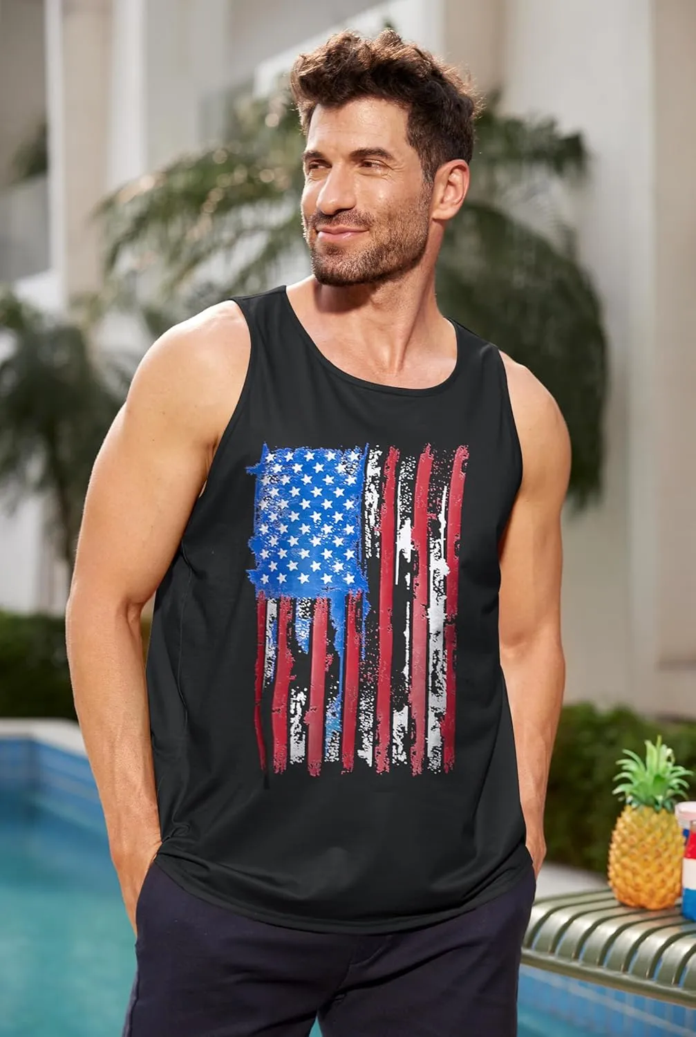 Arvilhill Men's 4th of July Tank Tops American Flag Graphic Sleeveless Shirt (S-3XL)