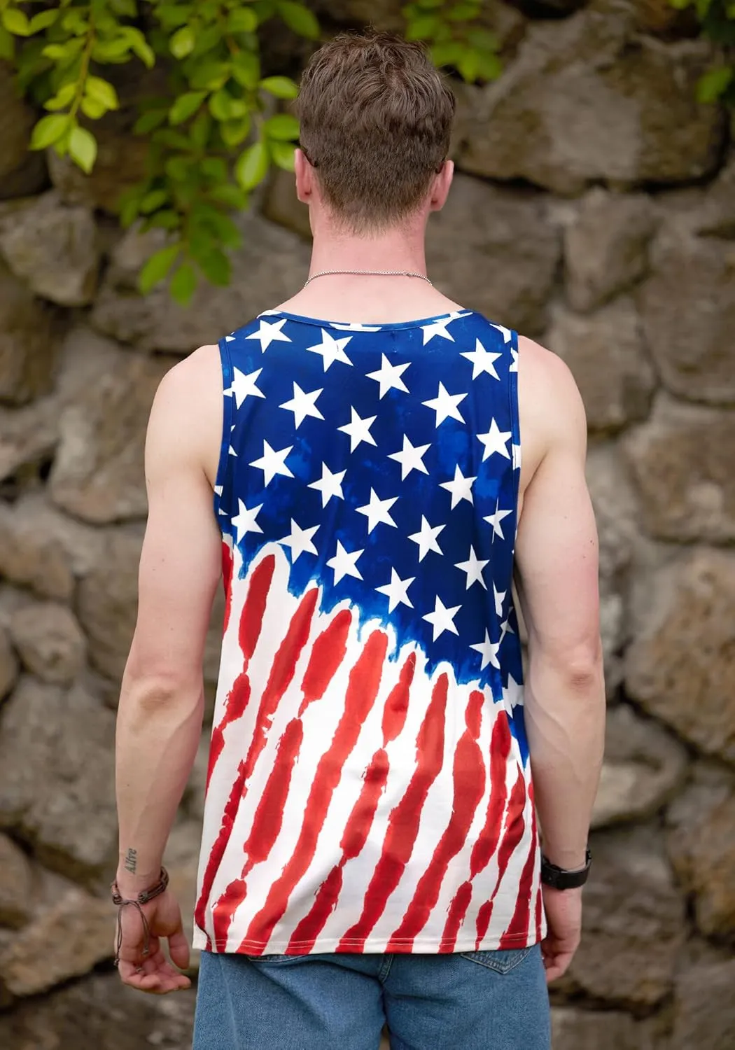 Arvilhill Men's 4th of July Tank Tops American Flag Graphic Sleeveless Shirt (S-3XL)