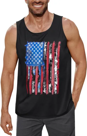 Arvilhill Men's 4th of July Tank Tops American Flag Graphic Sleeveless Shirt (S-3XL)