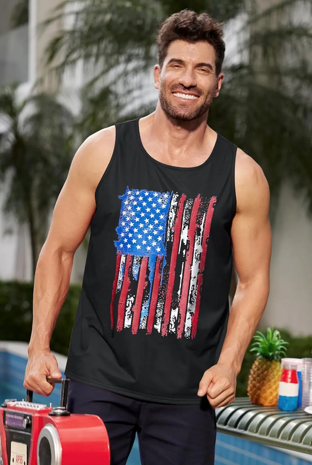 Arvilhill Men's 4th of July Tank Tops American Flag Graphic Sleeveless Shirt (S-3XL)