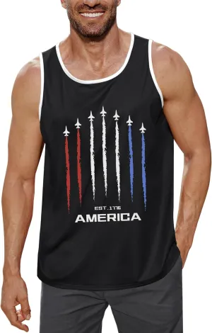Arvilhill Men's 4th of July Tank Tops American Flag Graphic Sleeveless Shirt (S-3XL)