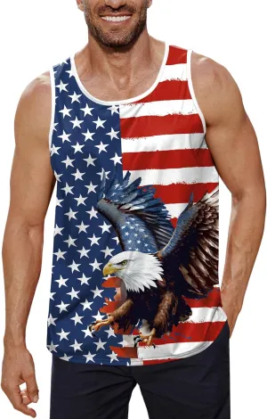 Arvilhill Men's 4th of July Tank Tops American Flag Graphic Sleeveless Shirt (S-3XL)