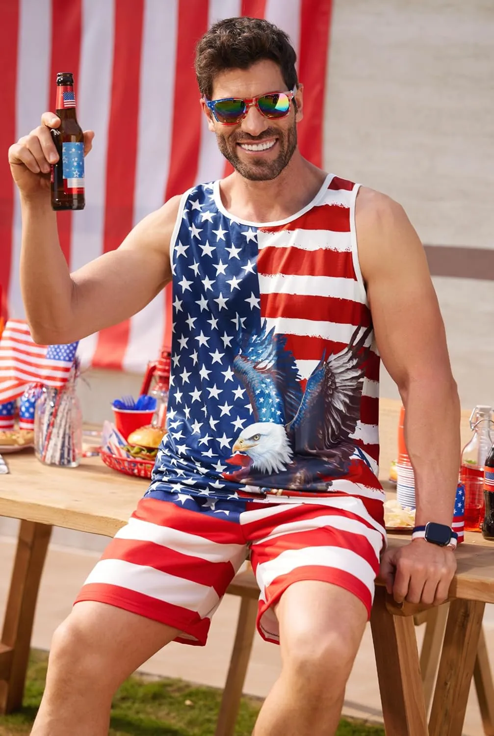 Arvilhill Men's 4th of July Tank Tops American Flag Graphic Sleeveless Shirt (S-3XL)