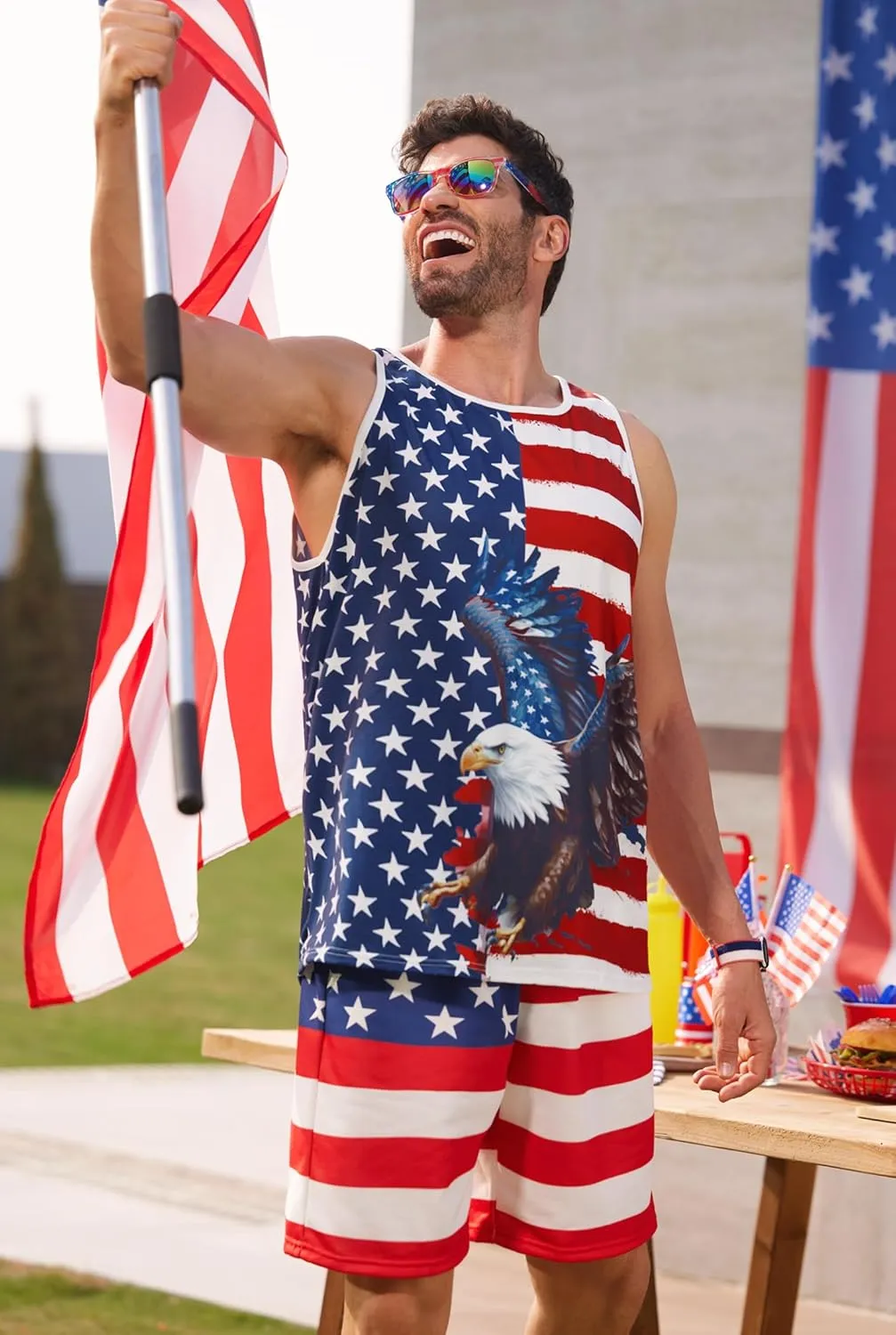 Arvilhill Men's 4th of July Tank Tops American Flag Graphic Sleeveless Shirt (S-3XL)