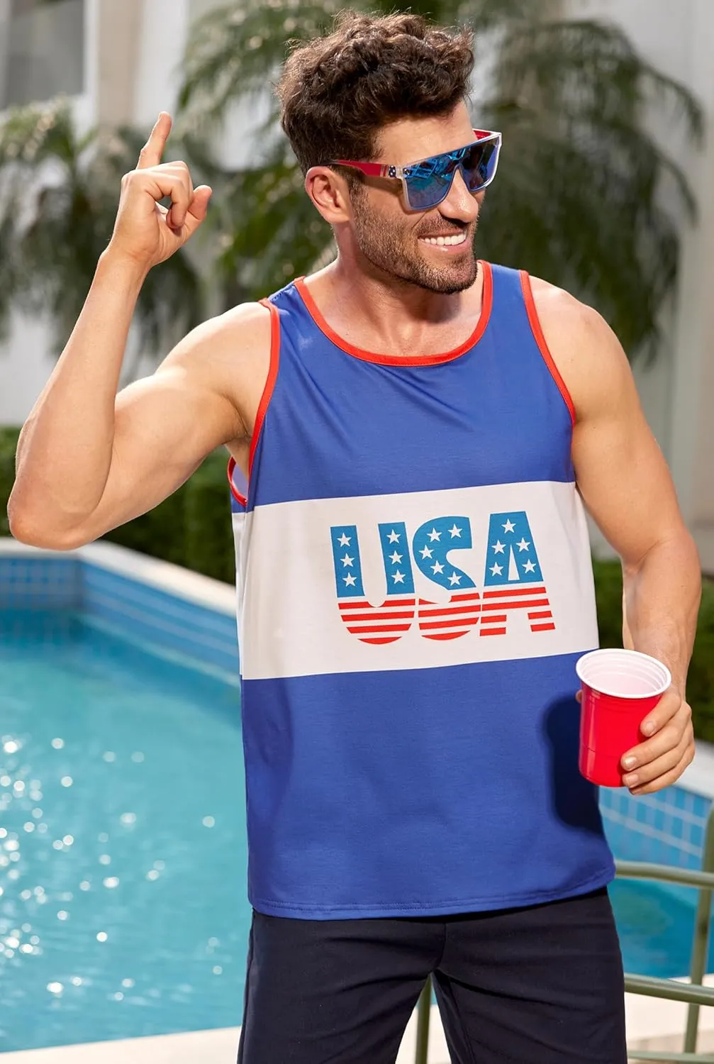 Arvilhill Men's 4th of July Tank Tops American Flag Graphic Sleeveless Shirt (S-3XL)