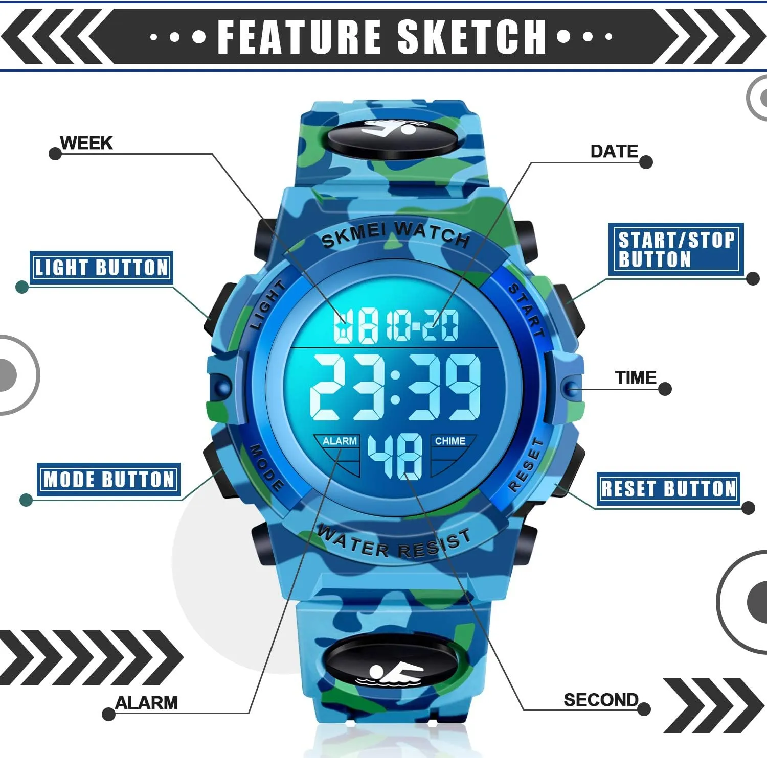 ATIMO LED 50M Waterproof Kids Digital Sport Watch - Kids Gifts