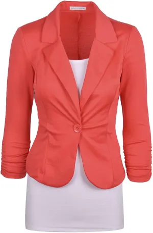 Aulin Collection Women's Casual Work Solid Color Knit Blazer