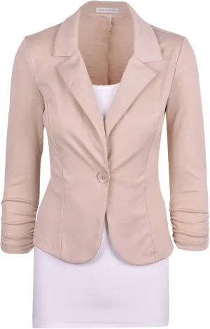 Aulin Collection Women's Casual Work Solid Color Knit Blazer
