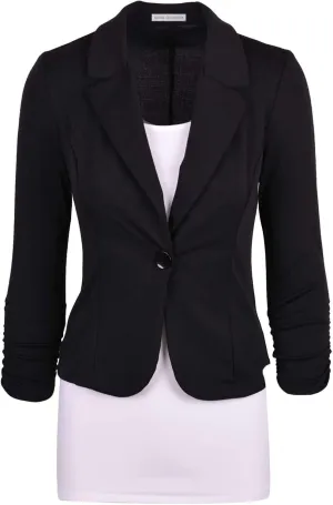 Aulin Collection Women's Casual Work Solid Color Knit Blazer