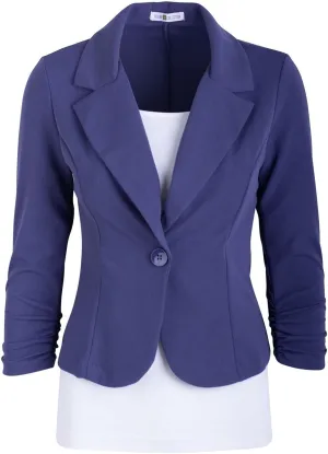Aulin Collection Women's Casual Work Solid Color Knit Blazer