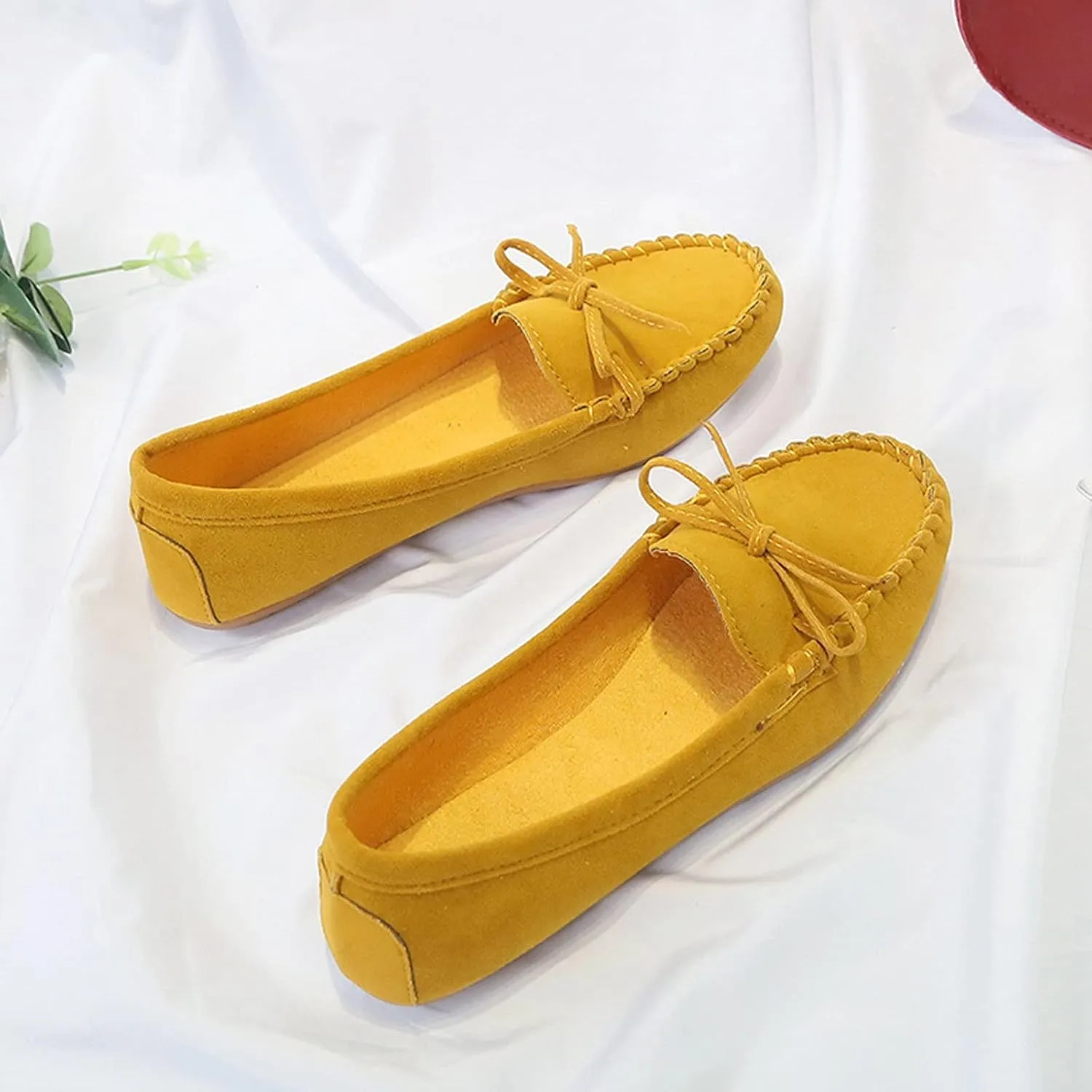 Ballet Flats for Women Round Toe Suede Loafers Slip On Dress Shoes Comfortable Business Shoes Flat Office Shoes