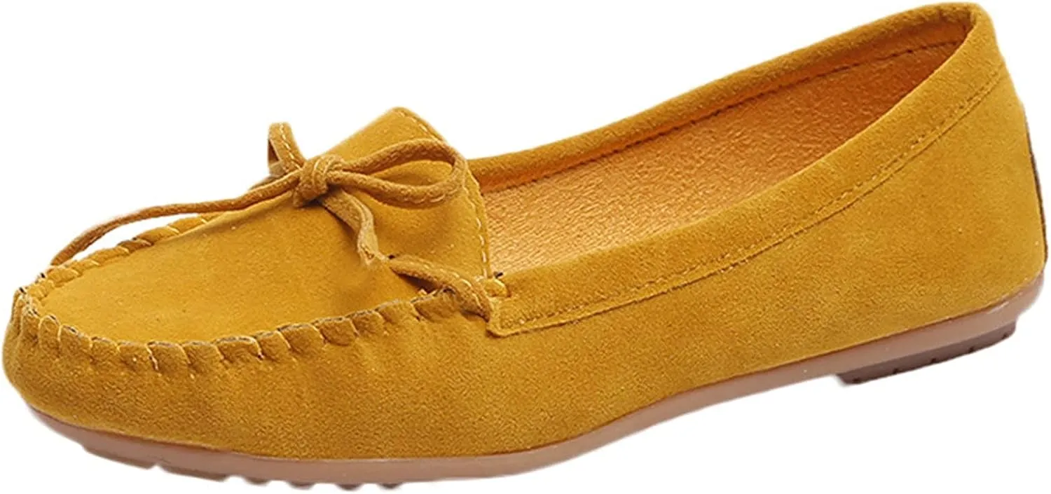 Ballet Flats for Women Round Toe Suede Loafers Slip On Dress Shoes Comfortable Business Shoes Flat Office Shoes