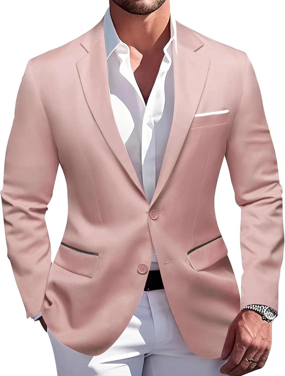 Barry.Wang Mens Casual Sport Coat Solid Blazer Tuxedo Suit Jacket Regular Fit Wedding Business Gift
