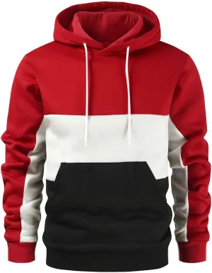 Basic Hoodies For Men Workout Casual Long Sleeve Jackets Fashion Color Block Sweatshirt Tops Zipper Hooded Blouses