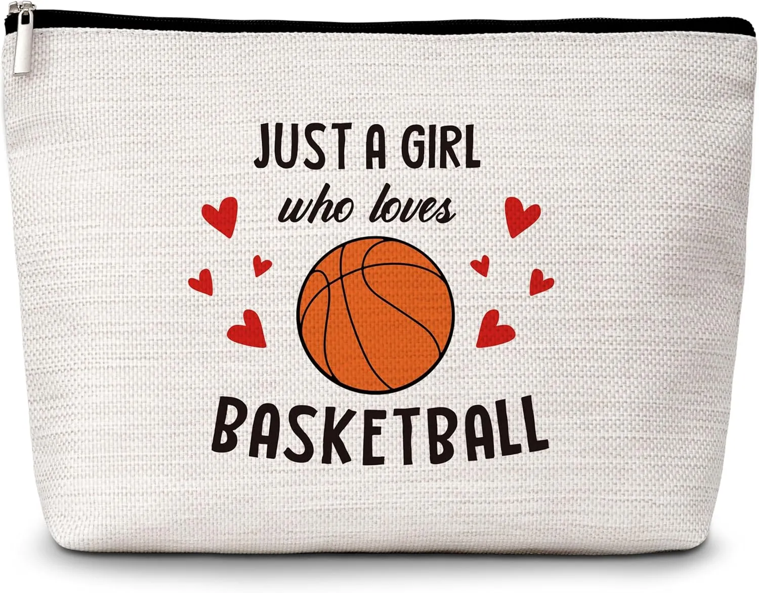 Basketball Gifts Cosmetic Bag, Just a Girl Who Loves Basketball Travel Makeup Bag, Gifts for Basketball Lovers Players, Inspirational Birthday Gifts for Women Teen Girls Friends Sisters Besties -09