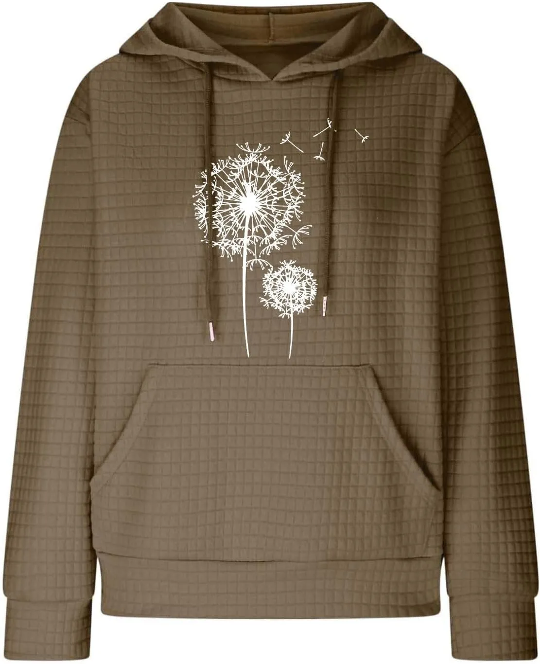 Basysin Oversized Sweatshirt for Women Fall Hoodies Dandelion Daisy Printed Hooded Sweatshirt Casual Pullover with Pockets